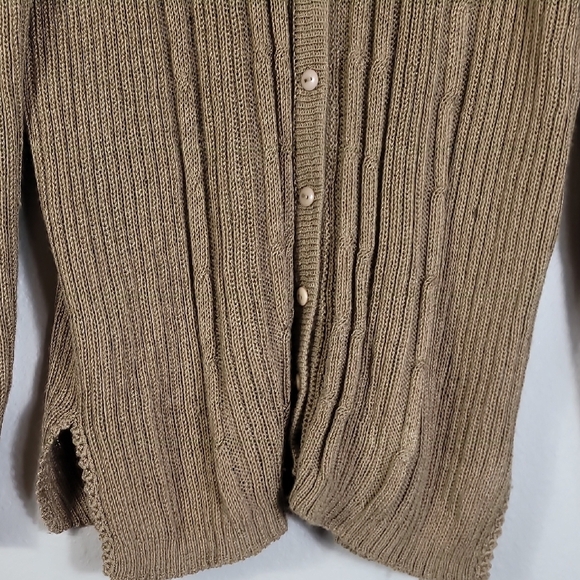 Vintage Crochet Chunky Knit Women Cardigan Size S Brown Button Up Cottage Preppy - Picture 4 of 12